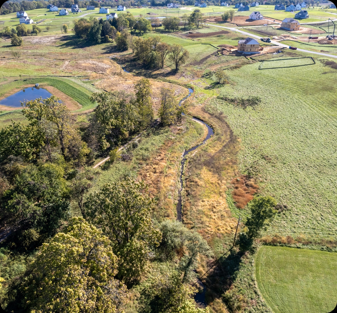 Overhead Field With Stream