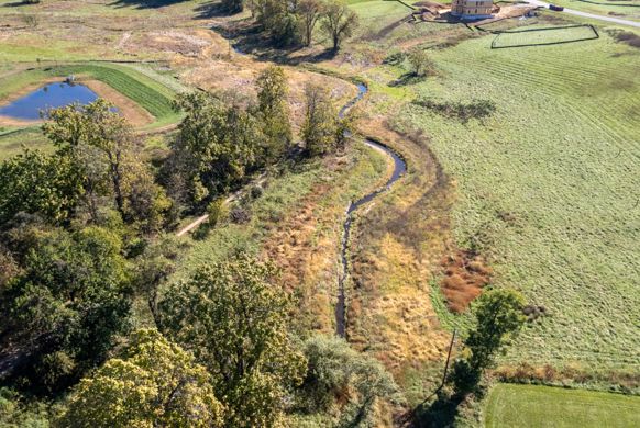 Overhead Field With Stream